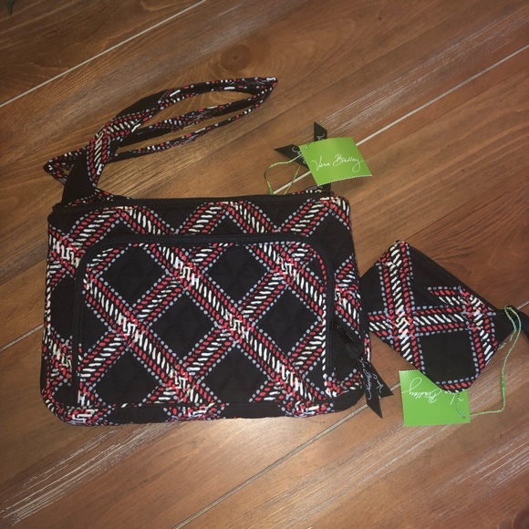 Vera Bradley Handbags - NWT Vera Bradley black and red plaid crossbody set
